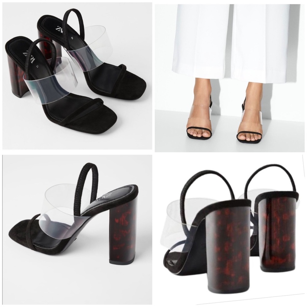 Zara Minimalist Tortoiseshell Methacrylate Heel Sandals